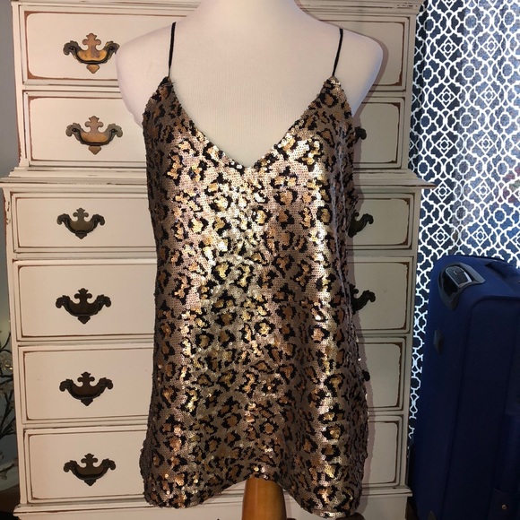 T&J Designs Tops - Tiff & Jen Leopard Sequin Top Size Medium